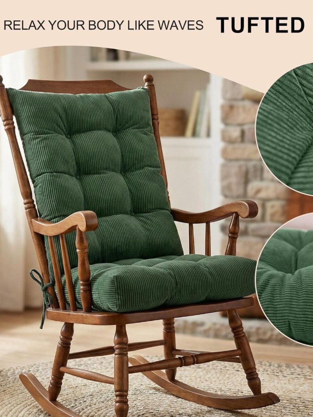 Rocking Chair Cushion Only,Tufted Non-Slip Comfortable Rocking Cushions Indoor